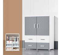 Avdnrya Armario de almacenamiento simple de doble puerta, armario para niños, armario plegable grande con ruedas, armario plegable para bebé con puertas (habitación gris blanca, A1)
