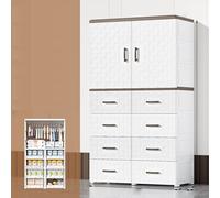 Avdnrya Armario de almacenamiento simple de doble puerta, armario para niños, armario plegable grande con ruedas, armario plegable para bebé con puertas (blanco, C1)