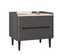 Avdnrya Mesita de noche de madera, mesita de noche que ahorra espacio con 2 cajones y patas de metal, muebles de dormitorio y sala de estar, decoración elegante (45 x 40 x 50 cm, gris oscuro)
