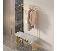 Avdnrya Perchero 3 en 1, zapatero independiente para entrada, estante de almacenamiento y ganchos, para espacios pequeños, para pasillo, dormitorio, vestíbulo, sala de estar (gris, 80 cm)