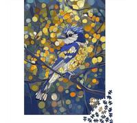 Ave Azul del Bosque Puzzle de 1000 Piezas Cartón Puzzle para Adultos Escena artística Relajante Decoración Regalo 52x38cm/1000pcs