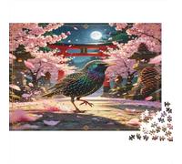 Ave bajo cerezos Puzzle de 1000 Piezas Papel Puzzle para Adultos Escena Nocturna Relajación Decoración Regalo para Familia Nan