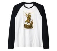 Ave Christus Rex: Jesús destruyendo al Diablo Camiseta Manga Raglan