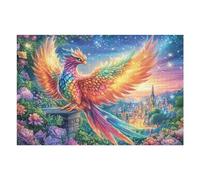Ave de Fuego sobre una Piedra con un Castillo Puzzles 1000 Piezas Estera Portátil Plegable Rompecabezas para Adultos Desafío Intelectual Aliviar Estrés Decoración Hogar 3D 1000 PCS
