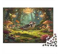 Ave del Bosque Puzzle de 1000 Piezas Papel para Adultos Escena de Hongos Mágicos Juego de Puzzle 1000 Piezas Familia Relajación Decoración Regalo 38x26cm/1000pcs