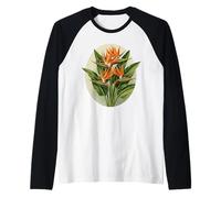 Ave del paraíso Flor Corazón Sudáfrica Patrón Camiseta Manga Raglan