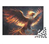 Ave fénix de Fuego, Rompecabezas de 1000 Piezas para Adultos y Familia, fénix, Fuego, alas, Poder, Premium Grueso Resistente, Vibrante, desafiante, 70x50cm/1000pzas