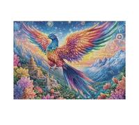 Ave Gigante Colorida sobre el Castillo de montaña Puzzles 300 Piezas Desafío Nivel Difícil Rompecabezas para Adultos Aliviar Estrés Decoración Hogar DIY Moderno Portátil 300 PCS