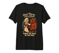 Ave María Llena de Gracia Golpea al Diablo en la Cara Católica Camiseta Premium