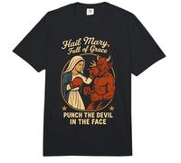 Ave María Llena de Gracia Golpea al Diablo en la Cara Católica Comfort Colors Adult Heavyweight T-Shirt