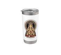 Ave María Nuestra Señora Envejecido Arte Religioso Gráfico Vaso térmico de acero inoxidable de doble pared