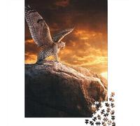 Ave Rapaz Águila Puzzle de 1000 Piezas Papel para Adultos Paisaje Rocoso al Atardecer Puzzle para Toda la Familia Relajación Decoración Regalo 52x38cm/1000pcs