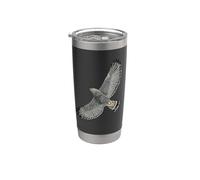 Ave rapaz en vuelo - ratonero gris Vaso térmico de acero inoxidable de doble pared