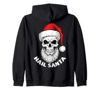 Ave Santa Pagano Feliz Solsticio Odio Cráneo de Navidad Sudadera con Capucha