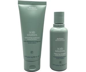 AVEDA Scalp Solutions Balancing Shampoo 100 ml, acondicionador replenishing 100 ml.