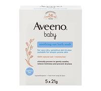 Aveeno Baby Tratamiento calmante e hidratante en polvo para el baño del bebé (5 unidades), con avena 100% natural, libre de parabenos y sulfatos, hipoalergénico