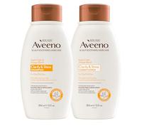 Aveeno Champú de vinagre de sidra de manzana + acondicionador para equilibrio y alto brillo, champú aclarante diario y calmante del cuero cabelludo para cabello graso o completo, sin parabenos ni