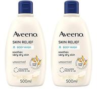 Aveeno Skin Relief Body Wash, (500 ml), gel de ducha con avena que hidrata la piel seca y limpia con suavidad, fórmula hipoalergénica sin jabones, tintes o fragancias (Paquete de 2)