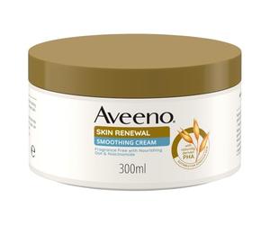 Aveeno Skin Renewal Crema Suavizante, Crema hidratante para piel seca y áspera con avena prebiótica, exfoliante PHA y niacinamida, loción corporal para pieles sensibles y con queratosis pilar, 300