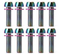 Avejjbaey 10 tornillos fijos M6 x 20 mm con arandelas, acero de alta precisión, pernos de vástago de bicicleta, pernos de cubierta superior de acero de alta precisión, tornillos de cabeza cónica con