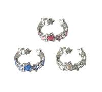 [Avejjbaey] 3 anillos ajustables con personalidad de estrella de la suerte Dopaminster, joyería de dopamina, joyería Y2k colorida