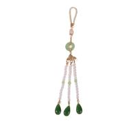 Avejjbaey Broche de estilo chino para ropa tradicional, colgante cheongsam hecho a mano con flecos largos, cintura, 3.12x2.34in, Perlas de imitación + perlas de arroz + aleación + hilo de algodón