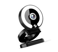 Avejjbaey Cámara web 4K de enfoque automático con anillos de control táctil, luz de rotación de 360 grados, micrófonos con cancelación de ruido, conectores USB, para PC, escritorio, cámara web