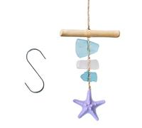 Avejjbaey Campanas de viento musicales de madera de cristal de mar para colgar en la playa, adorno colgante
