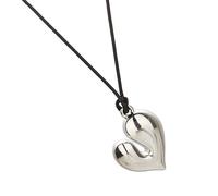Avejjbaey Collar con cordón de cera ajustable, collar de corazón ajustable para jóvenes, 85cm, Cuerda de cuero + corazón de resina + herrajes de acero inoxidable