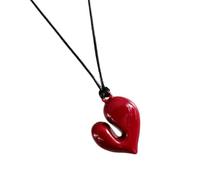Avejjbaey Collar con cordón de cera ajustable, collar de corazón ajustable para jóvenes, 85cm, Cuerda de cuero + corazón de resina + herrajes de acero inoxidable