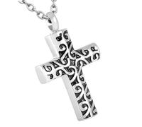 Avejjbaey Collar con forma de cruz para cenizas, urna para mascotas, para llevar a lo largo del collar conmemorativo, contenedor de urna