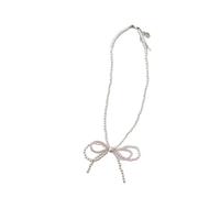 Avejjbaey Collar con lazo, longitud ajustable, collar de moda, adecuado para uso diario y especial, 45CM, Perlas de imitación
