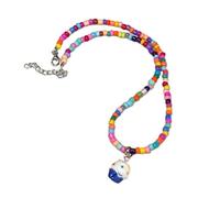 Avejjbaey Collar de perlas bohemias con colgante de pastel de color azul, 40cm, Resina