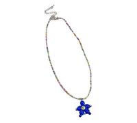 Avejjbaey Collar de perlas de flores, collar de moda con colgante exquisito, cadena de clavícula, joyería de corbata, moda, 3.12x1.95in, Perlas de arroz + acrílico