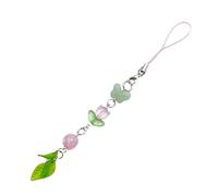 Avejjbaey Correa de teléfono con cuentas acrílicas coloridas, tréboles de cuatro hojas/tulipanes, llavero versátil para teléfonos, 16.5cm, Acrílico