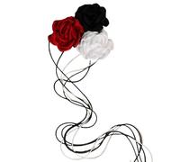 Avejjbaey Elegante collar de pétalos de rosa con cadena de longitud ajustable para mujeres y mujeres de moda para uso diario, 157cm, tela