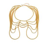 Avejjbaey Elegante collar multicapa con colgante de perlas, estilo retro, accesorio de cuerpo moderno para mujeres y, 7.8x5.85in, CCB+perlas de imitación