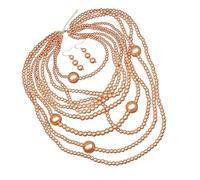 Avejjbaey Elegante juego de collar y pendientes de perlas de imitación con textura de perlas para mujer, 98cm 40cm 5.5cm, Perla sintética