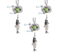 Avejjbaey Joyería temática de pesca, mango giratorio, carrete en miniatura, accesorio para pescadores y aventureros, coleccionistas, cadena de cuello de longitud ajustable, talla única, como se