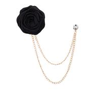 Avejjbaey Novio boda broches tela arte hecho a mano rosa broche solapa pin insignia borla cadena hombres traje, 2.34x1.95in, Tela + aleación
