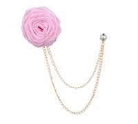 Avejjbaey Novio boda broches tela arte hecho a mano rosa broche solapa pin insignia borla cadena hombres traje, 3.9x2.73in, Tela + aleación