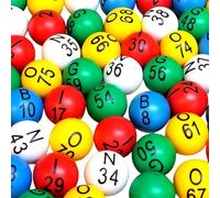 Avejjbaey Paquete de 75 bolas de bingo de repuesto coloridas para rifa, multicolor, números fáciles de leer para fiestas y premios, fácil de leer