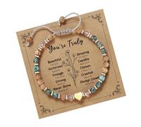 Avejjbaey Pulsera ajustable de piedra natural de moda con acento único de corazón, accesorio de muñeca hecho a mano para mujer, joyería de tendencia, talla única, como se describe