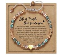 Avejjbaey Pulsera ajustable de piedra natural de moda con acento único de corazón, accesorio de muñeca hecho a mano para mujer, joyería de tendencia, talla única, como se describe