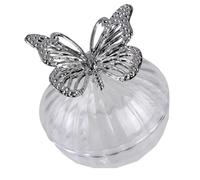 Avejjbaey Recipiente de dulces inspirado en cristal con mariposas doradas y plateadas para decoración de mesa de eventos, cuenco de dulces con mariposa dorada