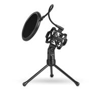 Avejjbaey Soporte para micrófono de escritorio, resistente a los golpes y al viento, filtro de estallido para exteriores y