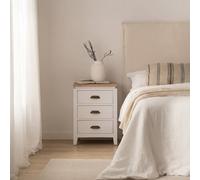 Avelin mesita de noche de madera maciza de mindi blanca y natural