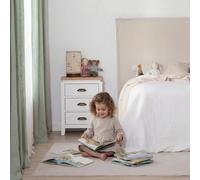 Avelin mesita de noche infantil de madera maciza de mindi blanca y natural