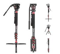 Avella CD324 Kit de monopié de vídeo de Fibra de Carbono, con Cabezal de Fluido y pies extraíbles, Carga máxima de 71 Pulgadas 13.2 Libras para cámara réflex Digital y videocámara