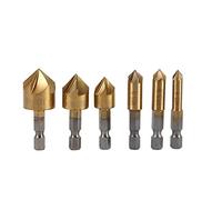 Avellanador de Chaflán, HSS Hex Shank 90 Grado de Madera Chaflán 6MM-19MM 1/4 Pulgada para Chaflanado Desbarbado Avellanado 6PCS / SET